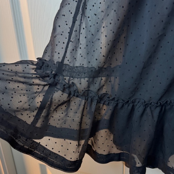 Split Black Ruffled Mini Dress - Picture 13 of 16